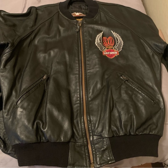 #SOLD# Harley Davidson RARE Mens 90th Anniversary embroidered bomber Jacket XL - Picture 9 of 16